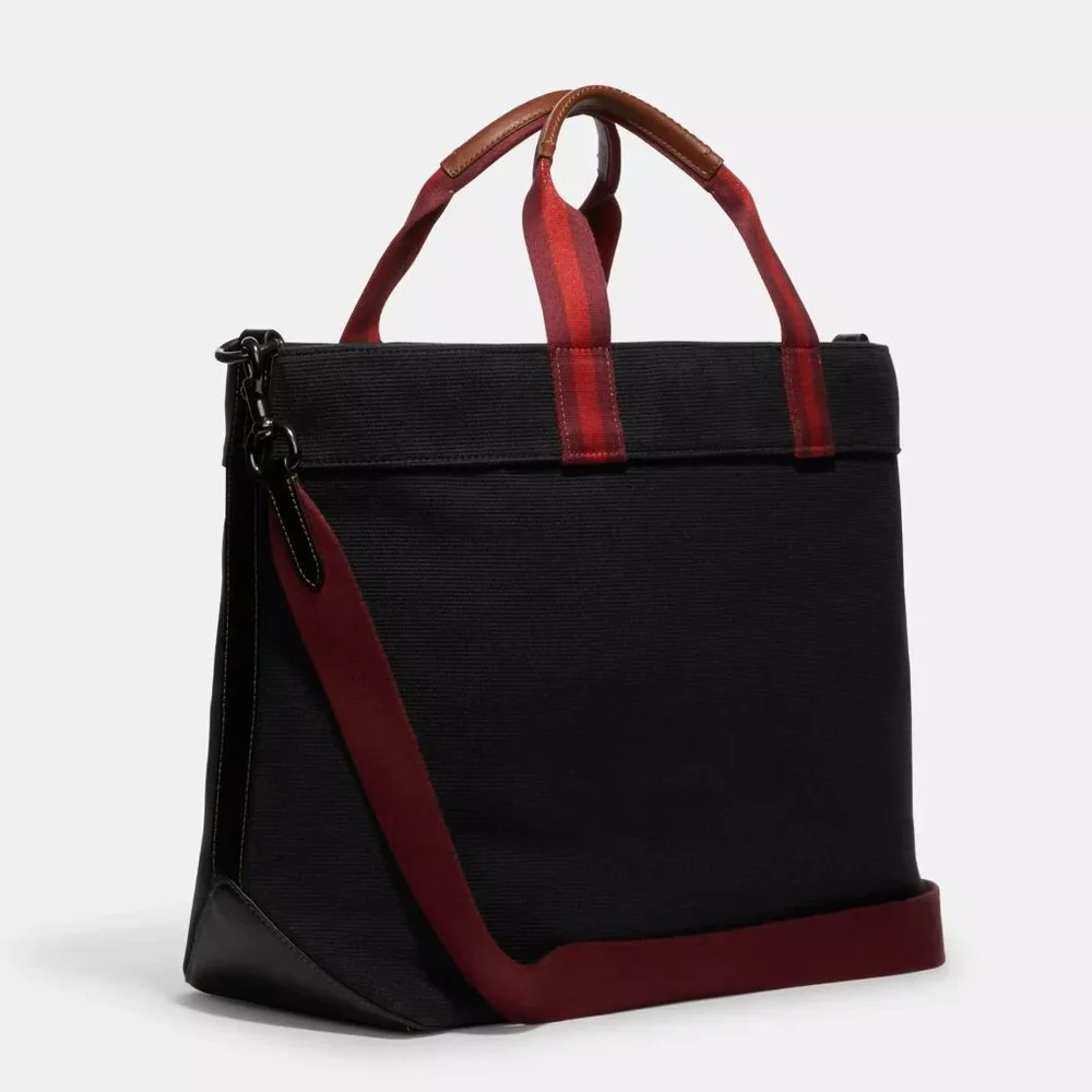 NWT Coach CJ486 Canvas Tote 38 Tote Bag in Black *SEALED*